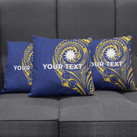 Personalised Nauru Angam Day Pillow Cover Gold Navy Tribal Pattern