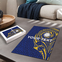 Personalised Nauru Angam Day Puzzle Gold Navy Tribal Pattern