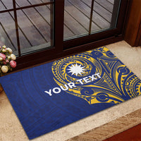 Personalised Nauru Angam Day Rubber Doormat Gold Navy Tribal Pattern