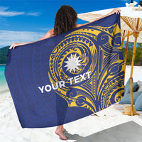 Personalised Nauru Angam Day Sarong Gold Navy Tribal Pattern