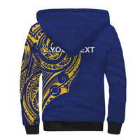 Personalised Nauru Angam Day Sherpa Hoodie Gold Navy Tribal Pattern