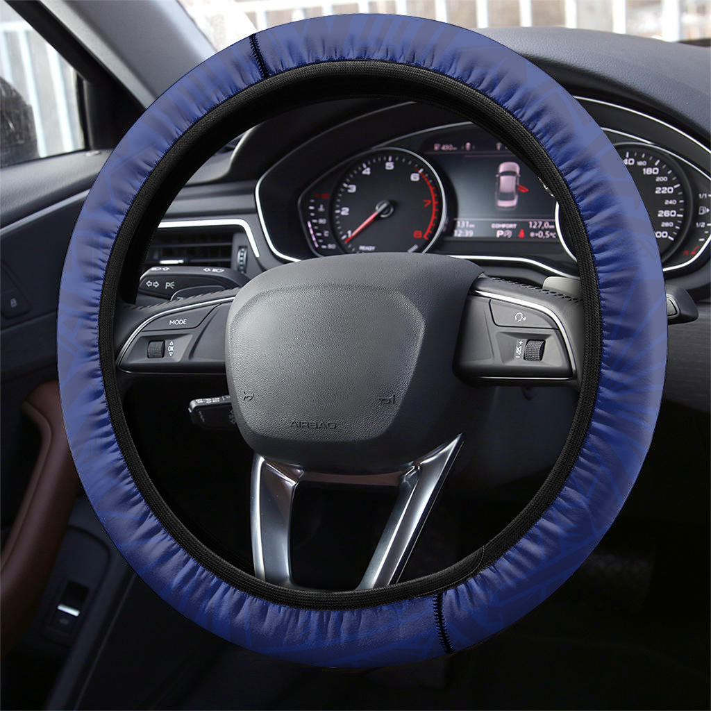 Nauru Angam Day Steering Wheel Cover Gold Navy Tribal Pattern