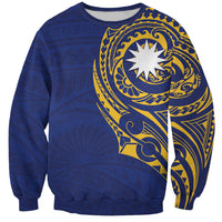 Personalised Nauru Angam Day Sweatshirt Gold Navy Tribal Pattern