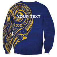 Personalised Nauru Angam Day Sweatshirt Gold Navy Tribal Pattern