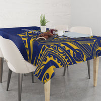 Personalised Nauru Angam Day Tablecloth Gold Navy Tribal Pattern