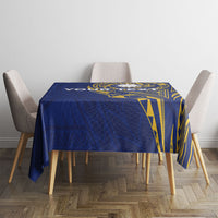 Personalised Nauru Angam Day Tablecloth Gold Navy Tribal Pattern