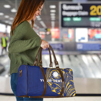 Personalised Nauru Angam Day Travel Bag Gold Navy Tribal Pattern