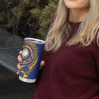 Personalised Nauru Angam Day Tumbler Cup Gold Navy Tribal Pattern