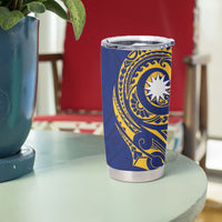 Personalised Nauru Angam Day Tumbler Cup Gold Navy Tribal Pattern