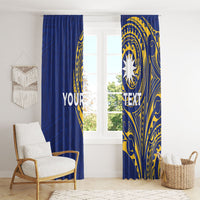 Personalised Nauru Angam Day Window Curtain Gold Navy Tribal Pattern