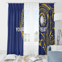 Personalised Nauru Angam Day Window Curtain Gold Navy Tribal Pattern