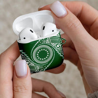 Cook Islands Gospel Day AirPods Case Green Tribal Curves