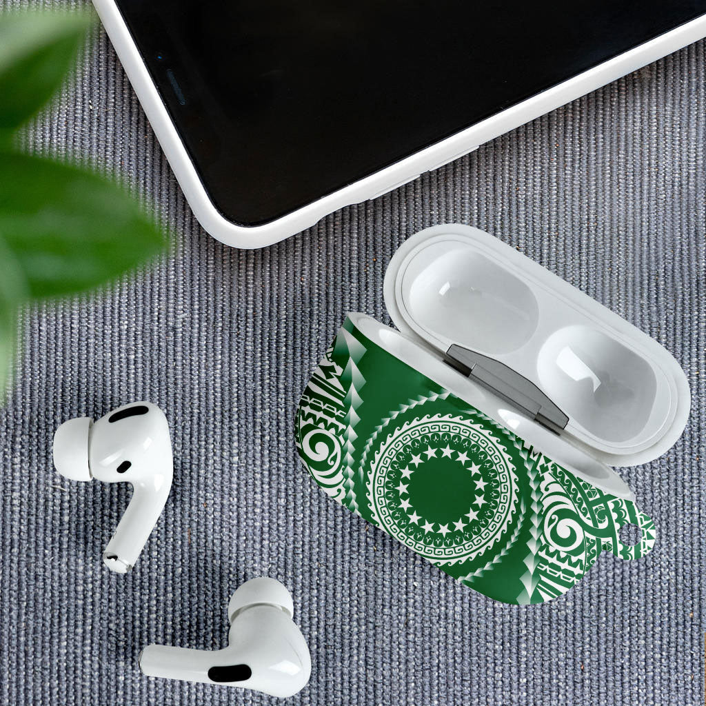 Cook Islands Gospel Day AirPods Case Green Tribal Curves