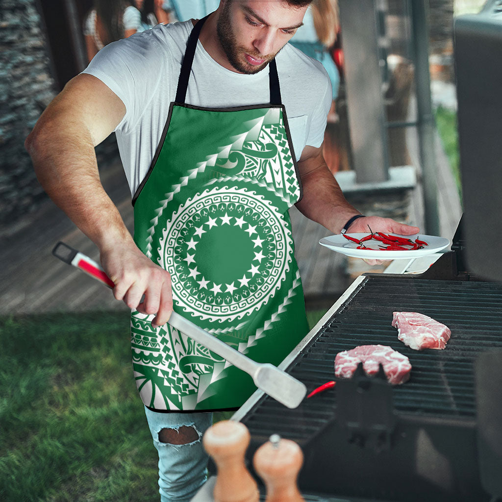Cook Islands Gospel Day Apron Green Tribal Curves
