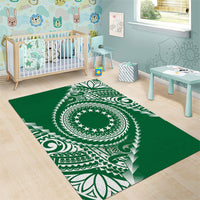 Cook Islands Gospel Day Area Rug Green Tribal Curves