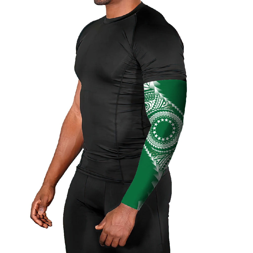 Cook Islands Gospel Day Arm Sleeves Green Tribal Curves