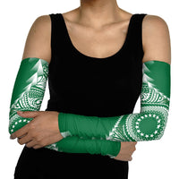Cook Islands Gospel Day Arm Sleeves Green Tribal Curves