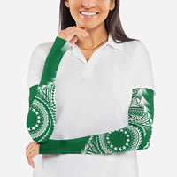 Cook Islands Gospel Day Arm Sleeves Green Tribal Curves