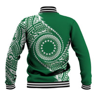 Cook Islands Gospel Day Baseball Jacket Green Tribal Curves