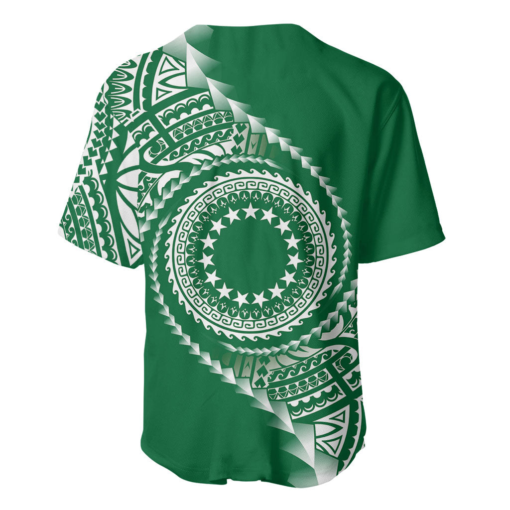 Cook Islands Gospel Day Baseball Jersey Green Tribal Curves