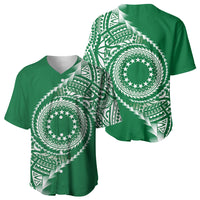 Cook Islands Gospel Day Baseball Jersey Green Tribal Curves