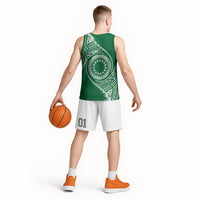 Cook Islands Gospel Day Basketball Jersey Green Tribal Curves