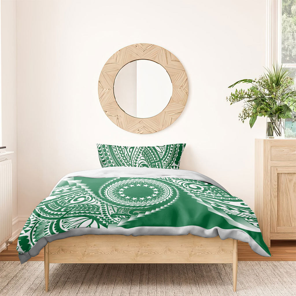 Cook Islands Gospel Day Bedding Set Green Tribal Curves