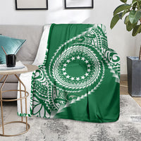 Cook Islands Gospel Day Blanket Green Tribal Curves