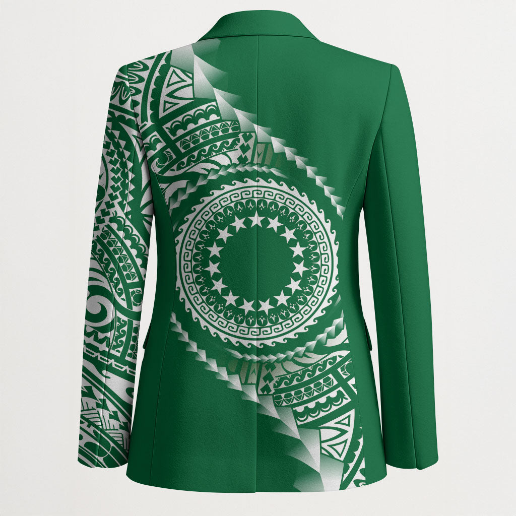 Cook Islands Gospel Day Blazer Green Tribal Curves