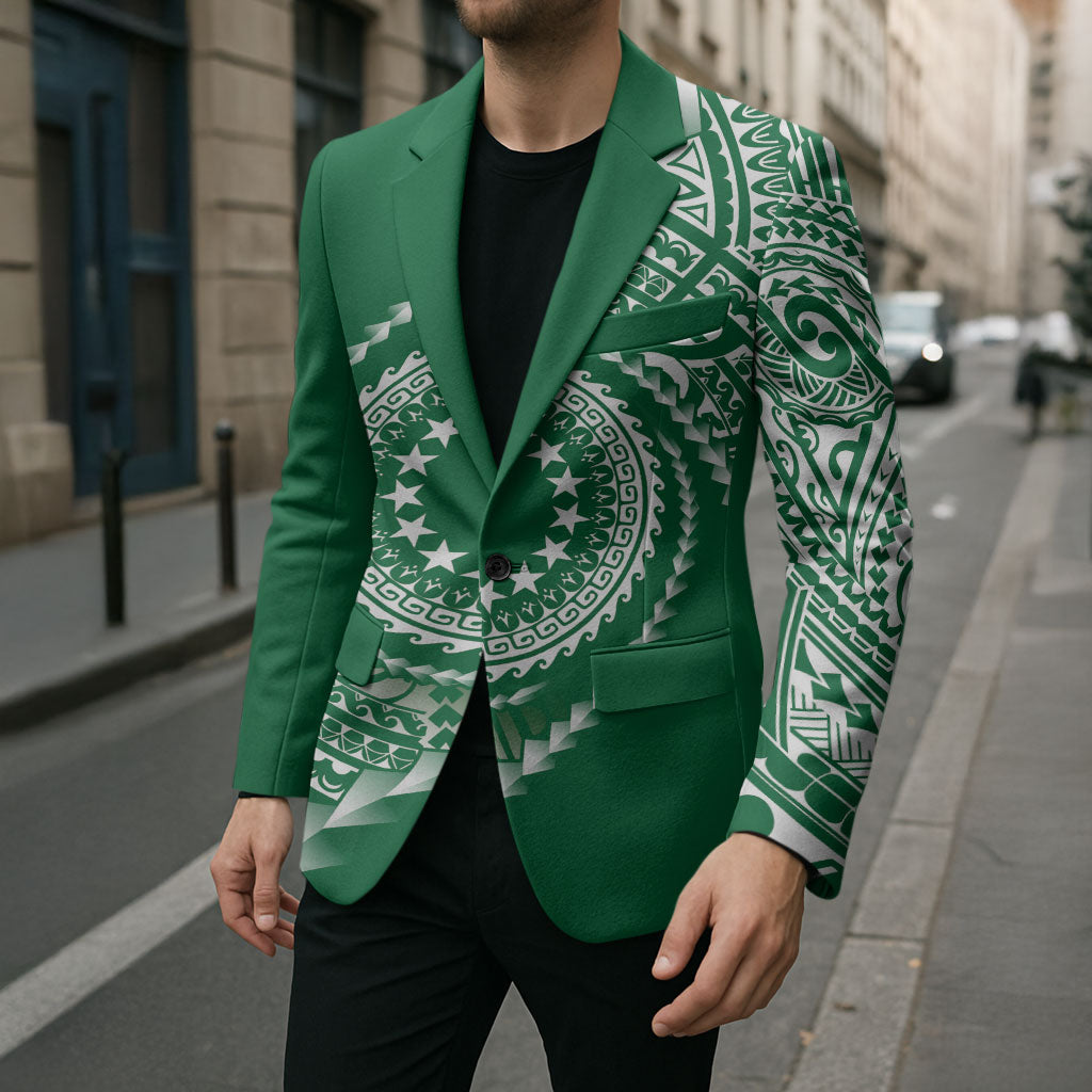 Cook Islands Gospel Day Blazer Green Tribal Curves