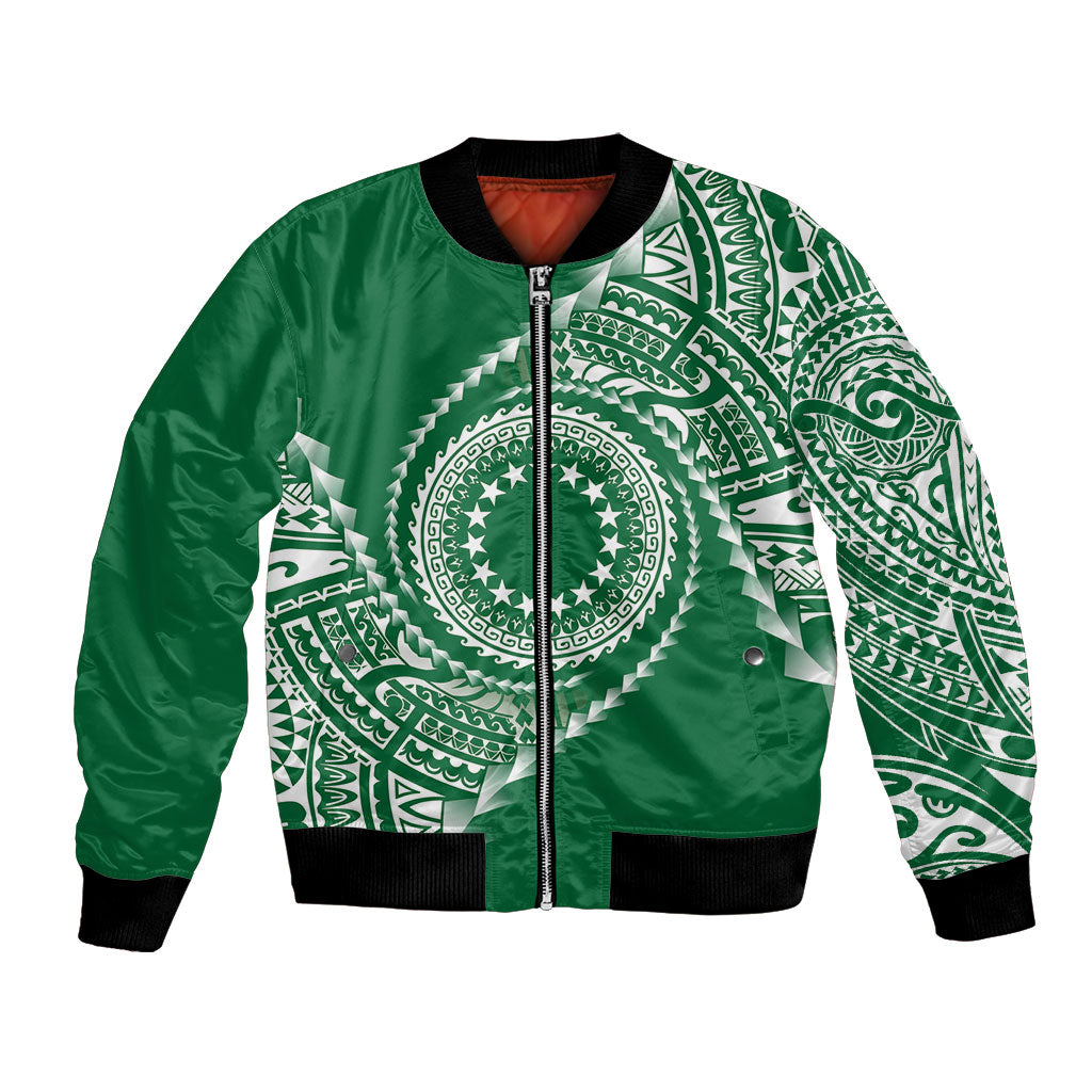 Cook Islands Gospel Day Bomber Jacket Green Tribal Curves