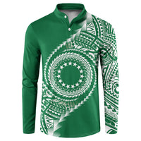 Cook Islands Gospel Day Button Sweatshirt Green Tribal Curves