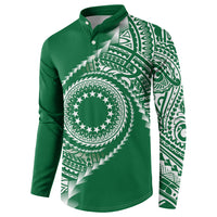 Cook Islands Gospel Day Button Sweatshirt Green Tribal Curves