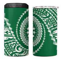 Cook Islands Gospel Day 4 in 1 Can Cooler Tumbler Green Tribal Curves