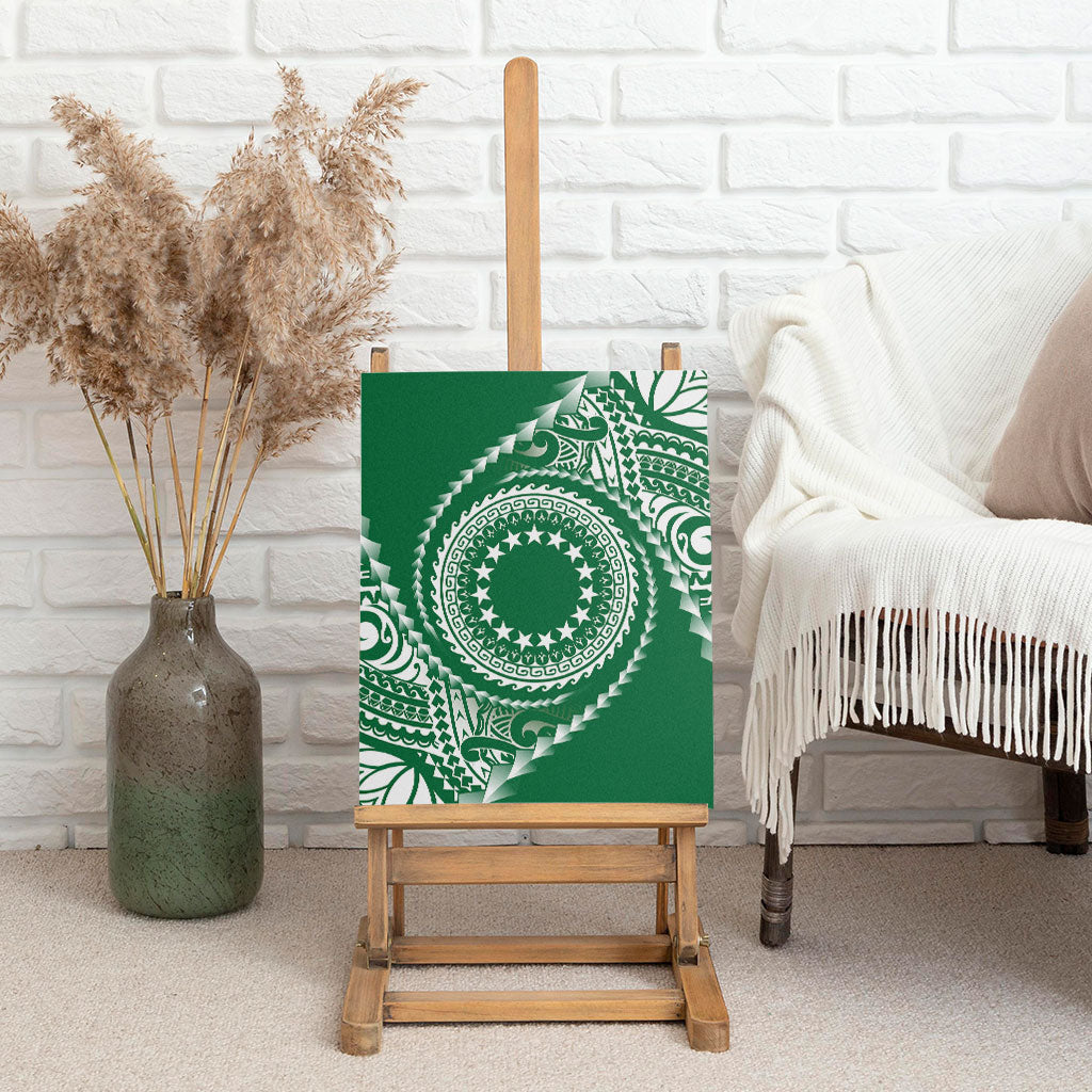 Cook Islands Gospel Day Canvas Wall Art Green Tribal Curves