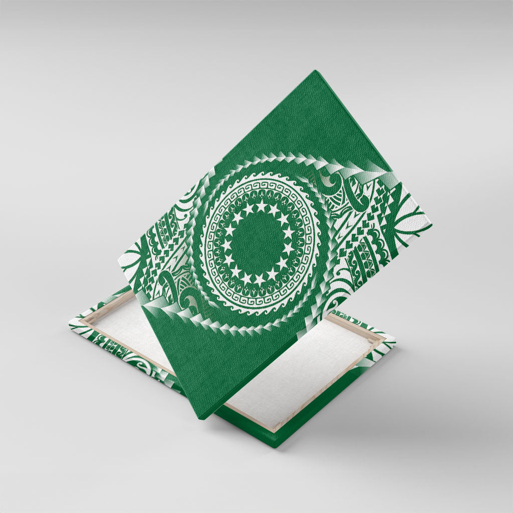 Cook Islands Gospel Day Canvas Wall Art Green Tribal Curves
