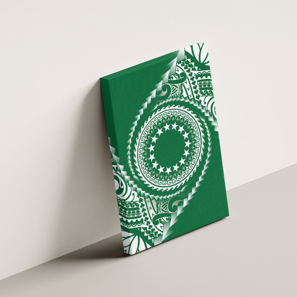 Cook Islands Gospel Day Canvas Wall Art Green Tribal Curves