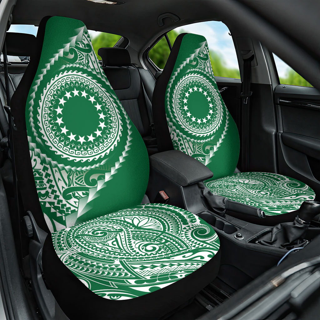 Cook Islands Gospel Day Car Seat Cover Green Tribal Curves