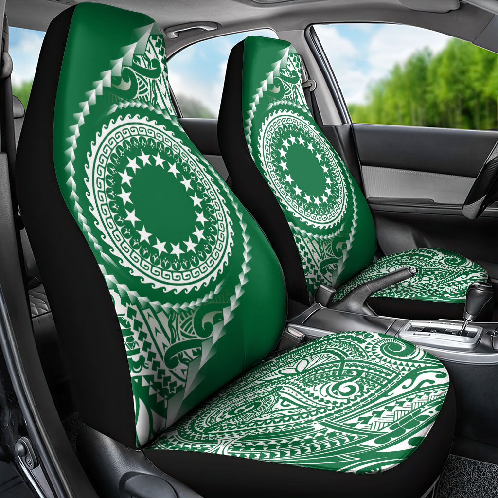 Cook Islands Gospel Day Car Seat Cover Green Tribal Curves