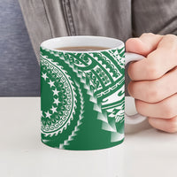 Cook Islands Gospel Day Ceramic Mug Green Tribal Curves