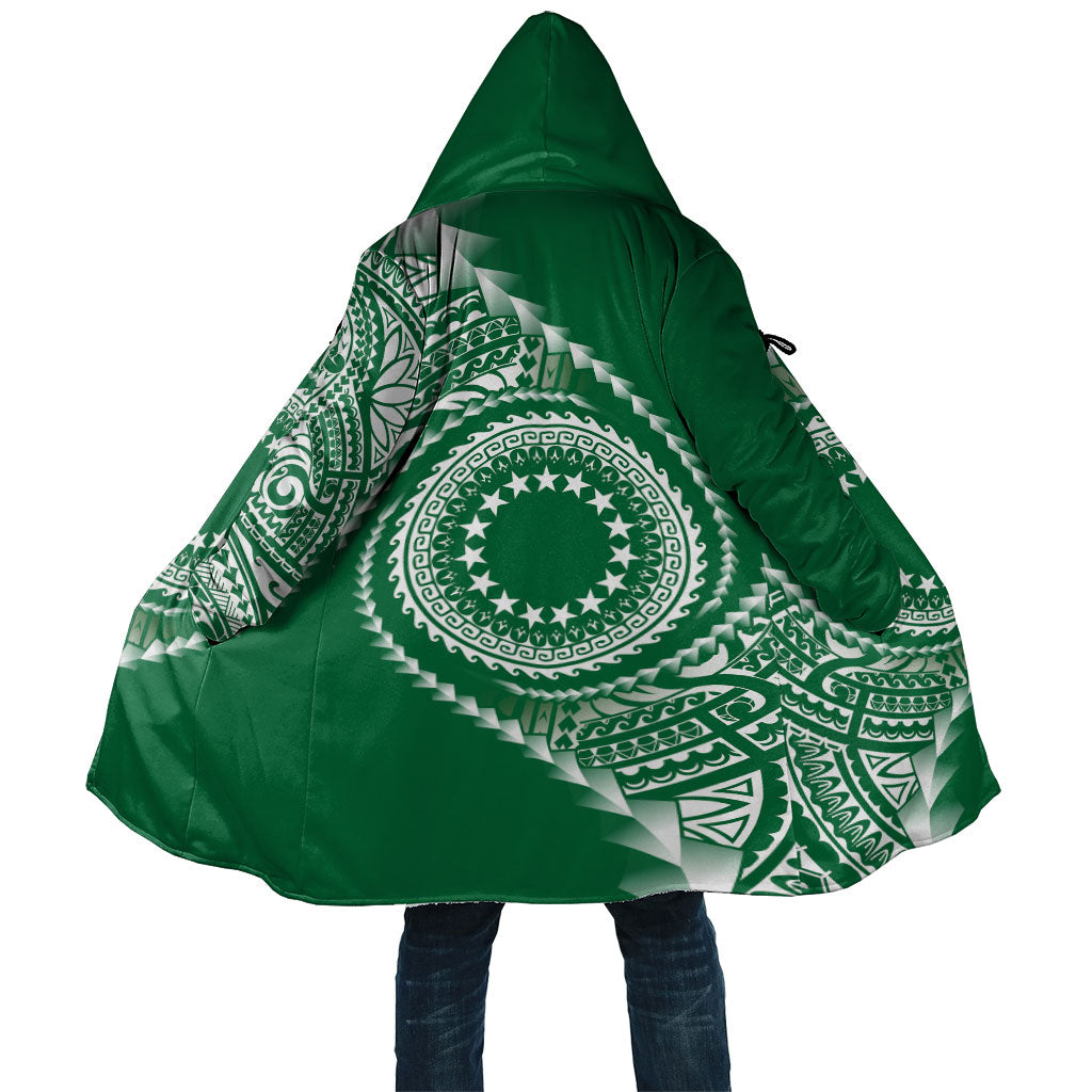 Cook Islands Gospel Day Cloak Green Tribal Curves