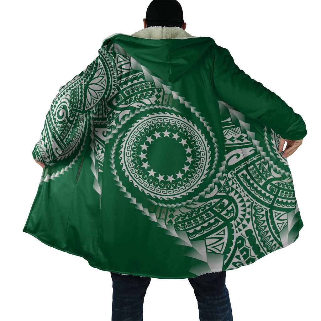 Cook Islands Gospel Day Cloak Green Tribal Curves