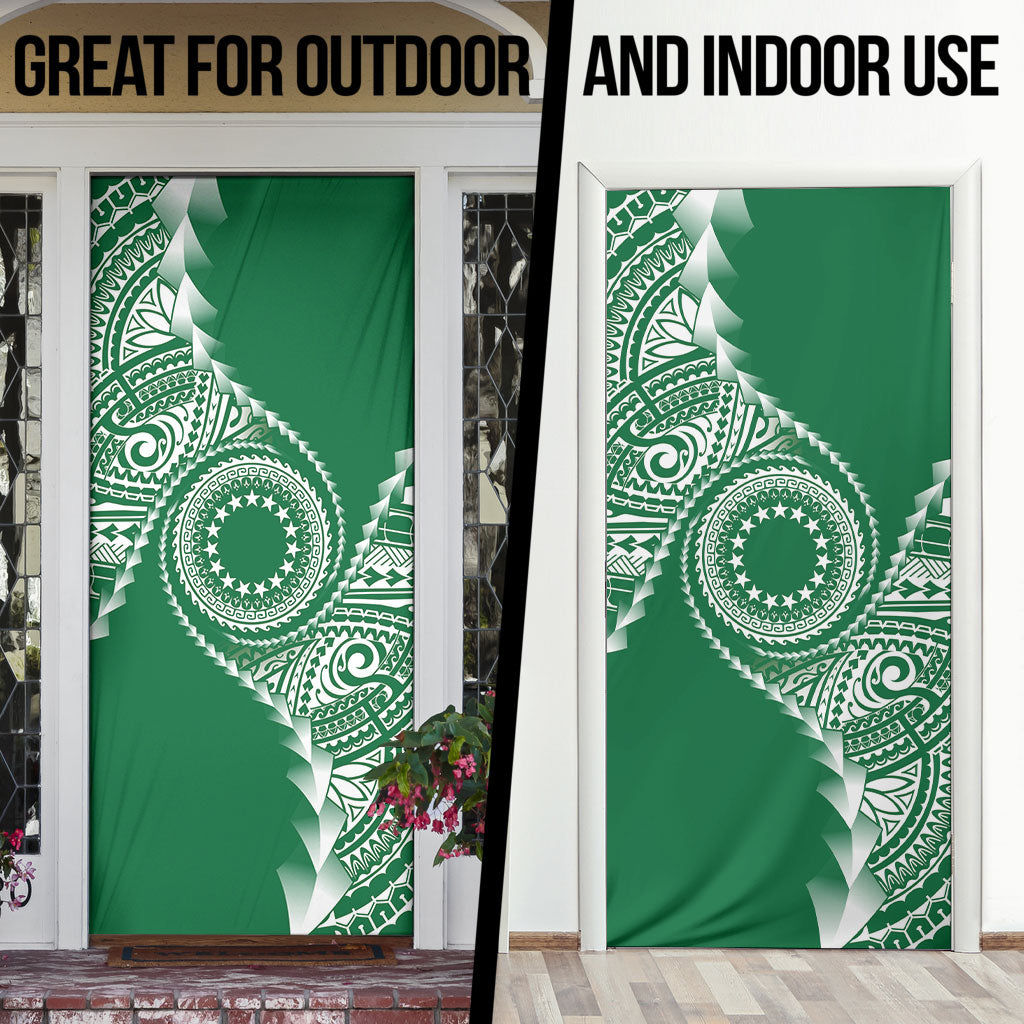 Cook Islands Gospel Day Door Cover Green Tribal Curves