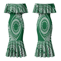 Cook Islands Gospel Day Family Matching Mermaid Dress and Hawaiian Shirt Green Tribal Curves