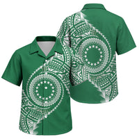 Cook Islands Gospel Day Family Matching Puletasi and Hawaiian Shirt Green Tribal Curves