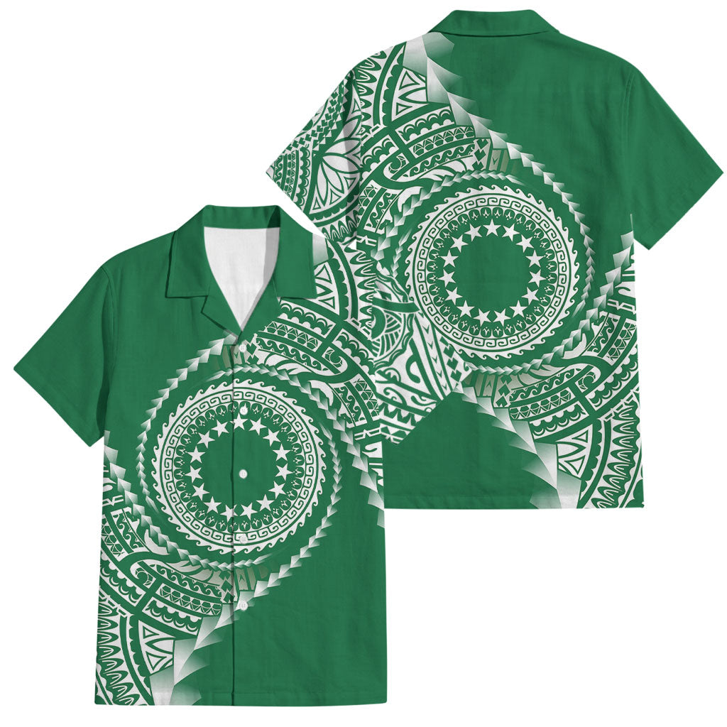 Cook Islands Gospel Day Family Matching Summer Maxi Dress and Hawaiian Shirt Green Tribal Curves