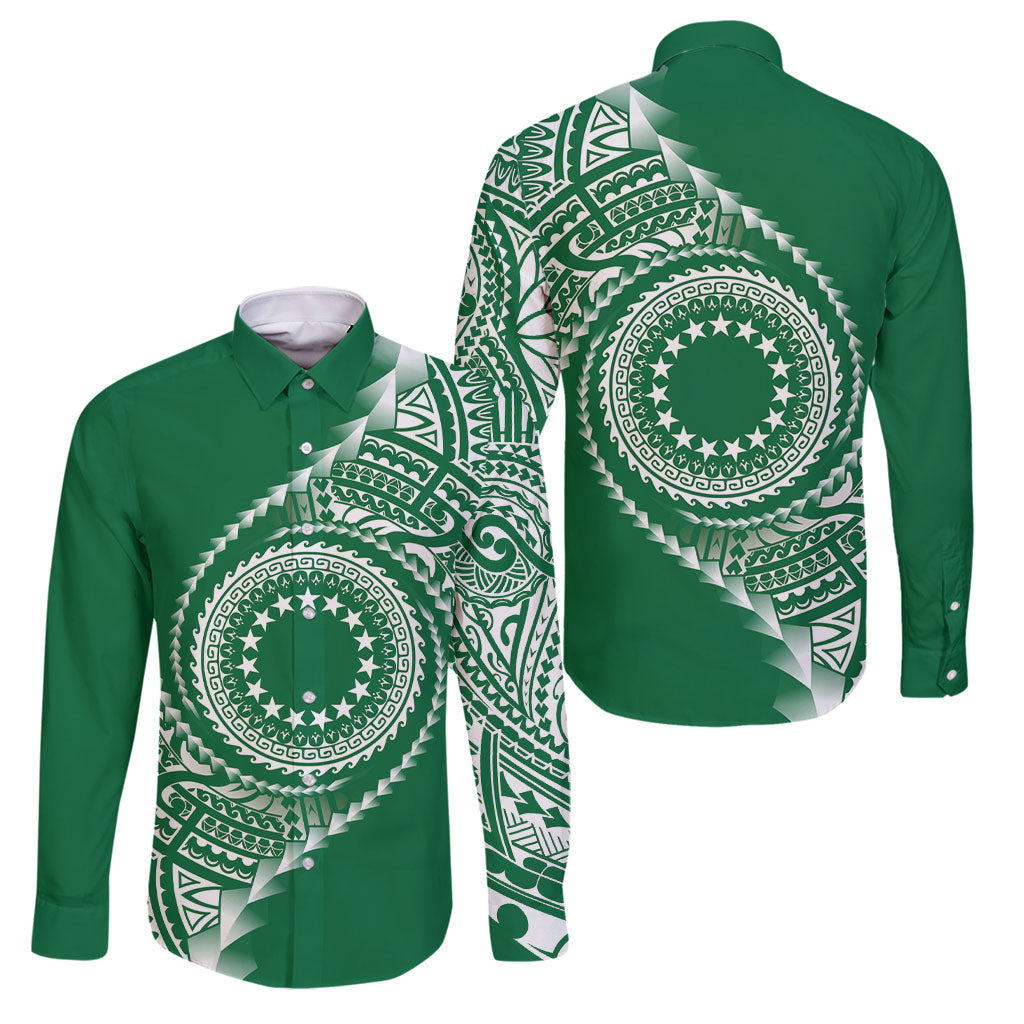 Cook Islands Gospel Day Family Matching Summer Maxi Dress and Hawaiian Shirt Green Tribal Curves