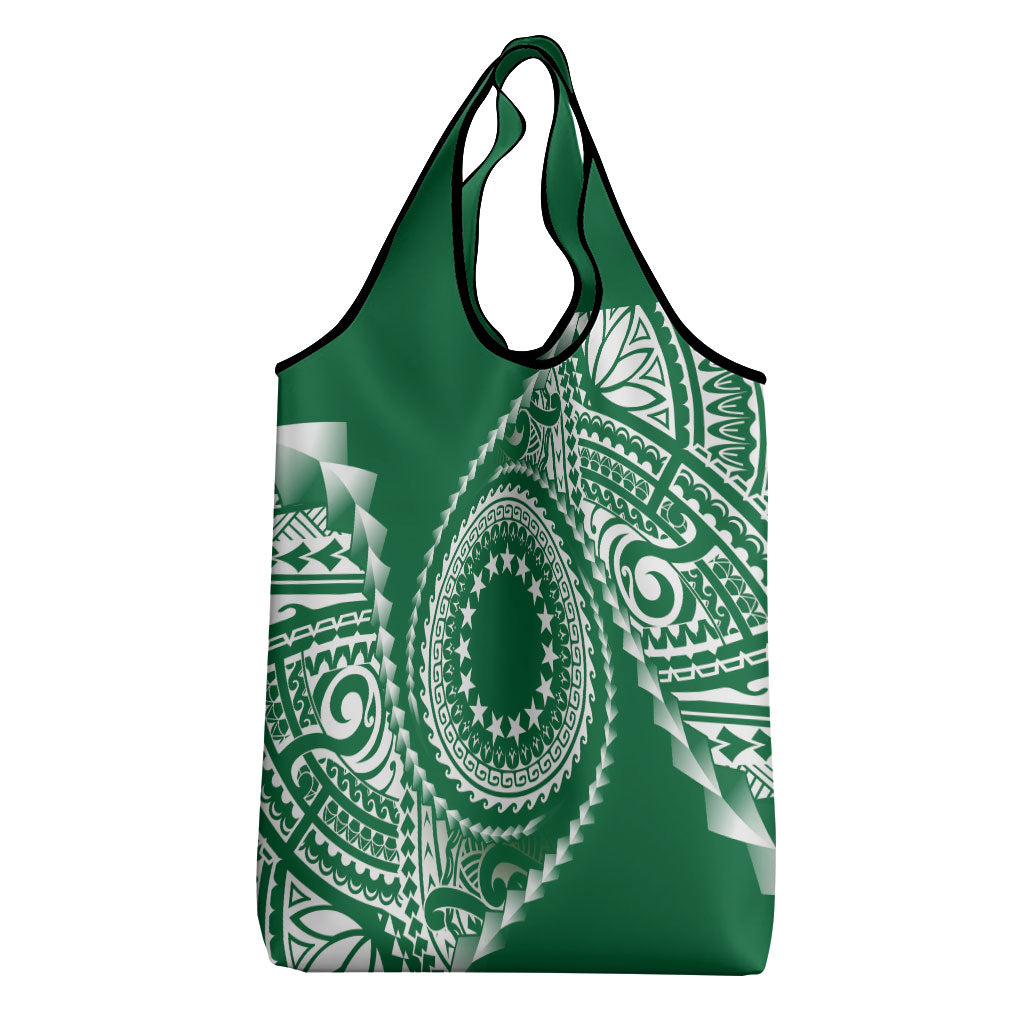 Cook Islands Gospel Day Grocery Bag Green Tribal Curves