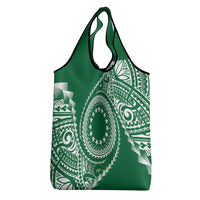 Cook Islands Gospel Day Grocery Bag Green Tribal Curves