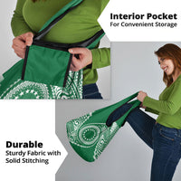 Cook Islands Gospel Day Grocery Bag Green Tribal Curves